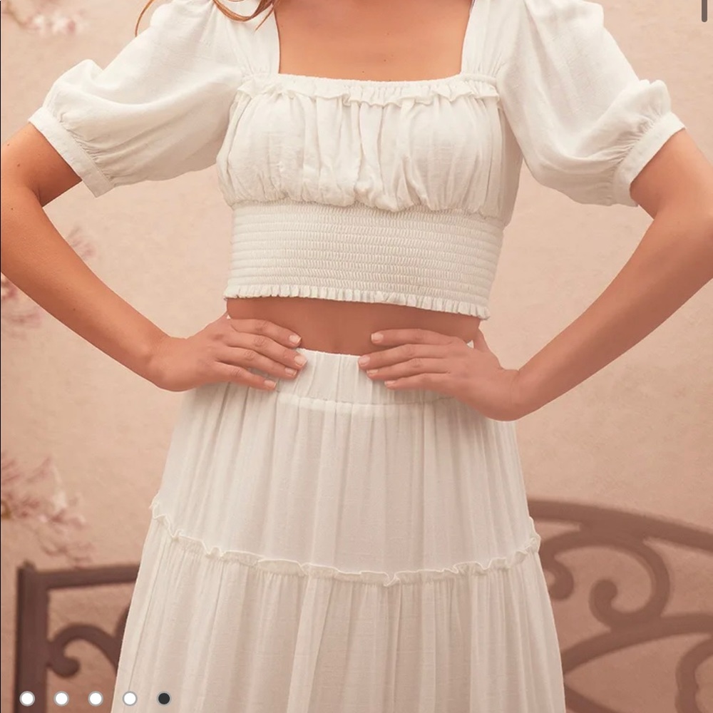 White Tiered two piece maxi dress lulus